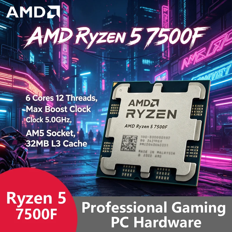 Pc Gaming Ryzen 5 - AMD Ryzen 5 7500F AM5 5nmゲーミングプロセッサー、6コア12スレッド、5.0GHzブースト、32MBキャッシュ、65W