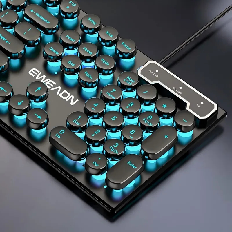 Pc Gaming Set - レトロパンクメカニカル風キーボードマウスセット有線ワイヤレスRGBバックライトゲーミングオフィスコンボPCラップトップ用