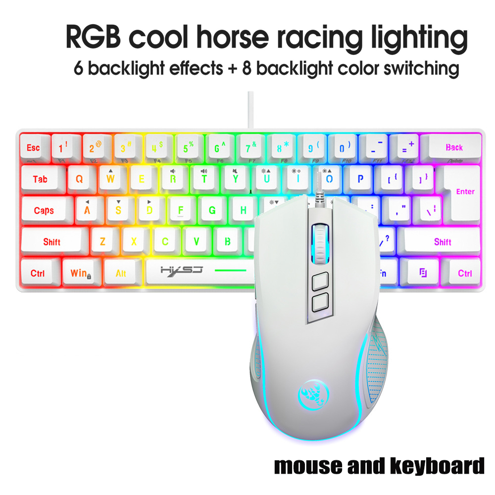 Pc Gaming Kit - キーボードとマウスのセット、ゲーマー向けキーボードコンボ、60%PCキーボード（白）、ゲーミングキーボードとマウスのセット、お得なキーボードとマウスのセット