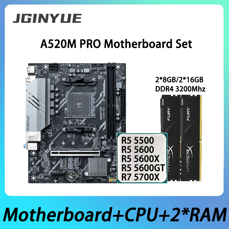 Pc Gaming Set - JGINYUE A520M PRO マザーボードキット、AMD Ryzen 5000シリーズCPUと2*DDR4