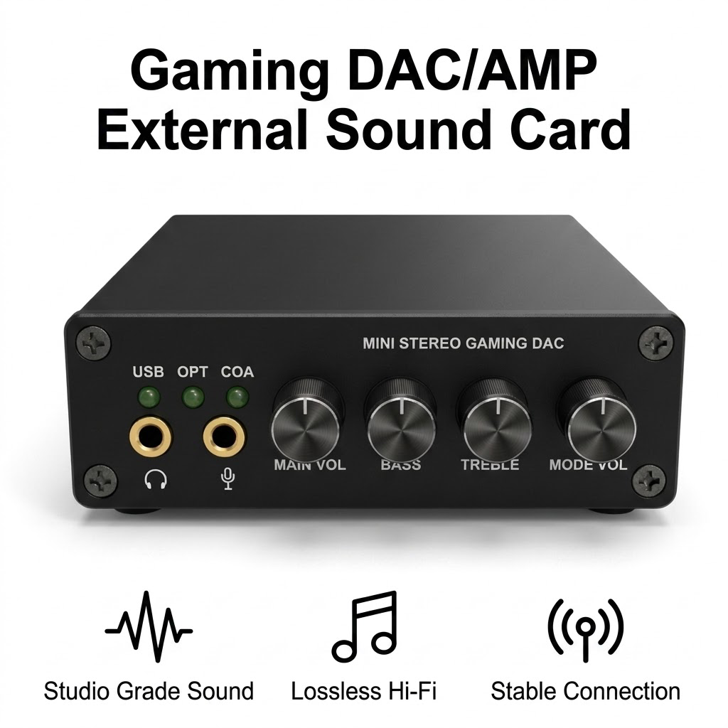 Pc Gaming Ps5 - ミニゲーミングDACヘッドホンアンプ 外部サウンドカード USB 光デジタル/同軸 ベースブースト PC/PS5用