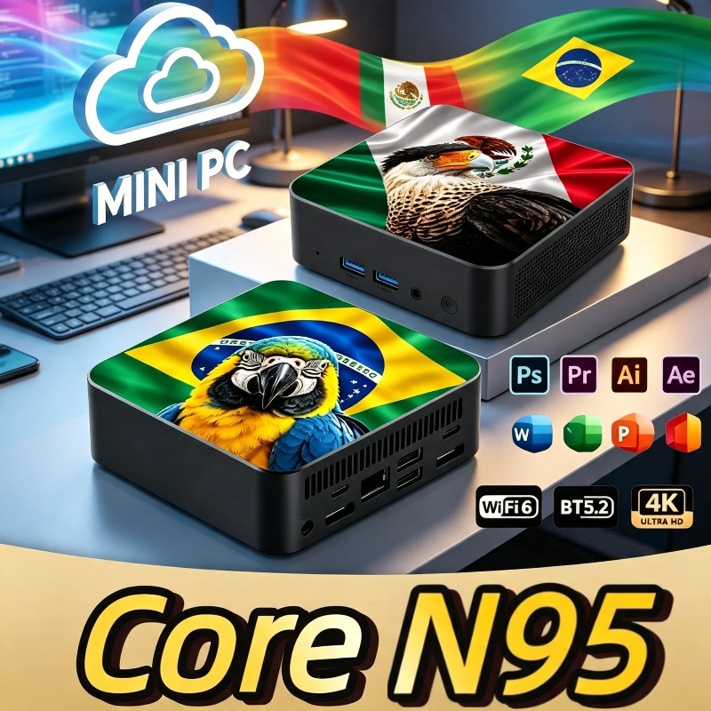 Pc Gaming Ddr4 - 2026年ニューメキシコブラジル国旗デザイン高性能ミニデスクトップPC、Core N95、16GB RAM、2TB SSD、WiFi6、BT5.2、省スペース設計、オフィス・ゲーミング向け