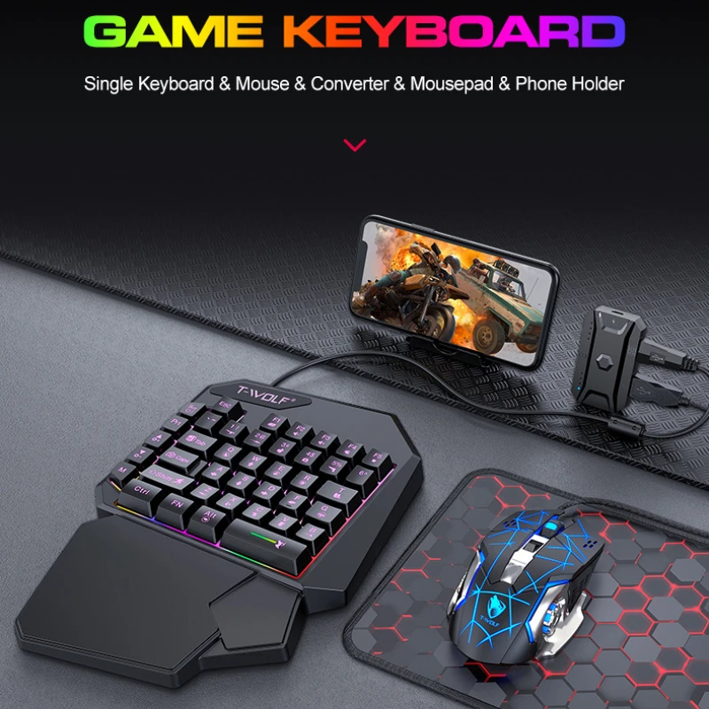 T-wolf-tf900片手キーボードセット、鶏と食事のため - Pc Gaming Set のレビューと価格