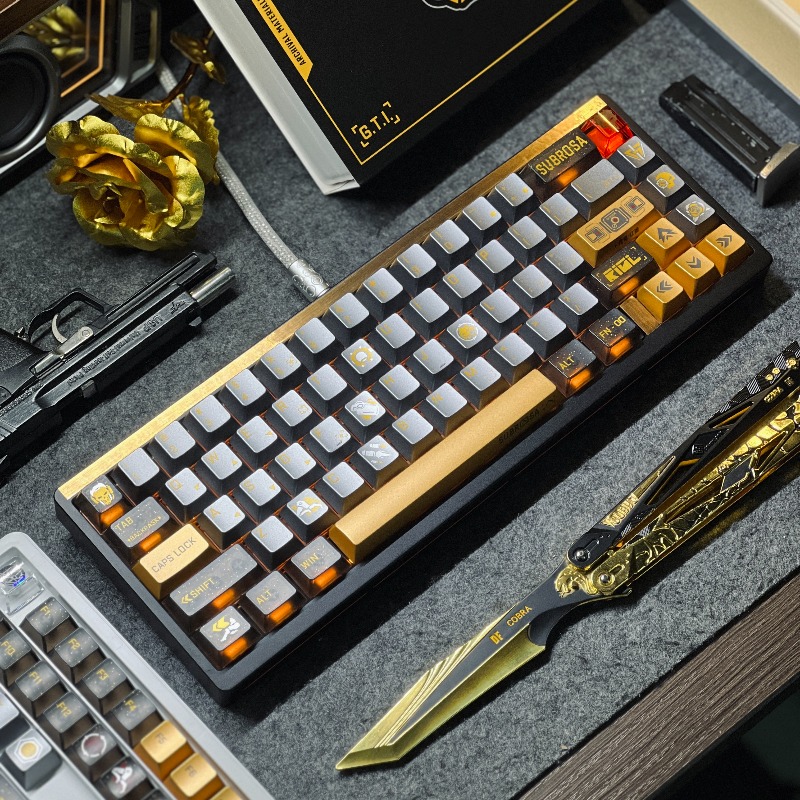 ゴールデンローズテーマキーキャップセットカスタマイズされた  - Pc Gaming Set のレビューと価格