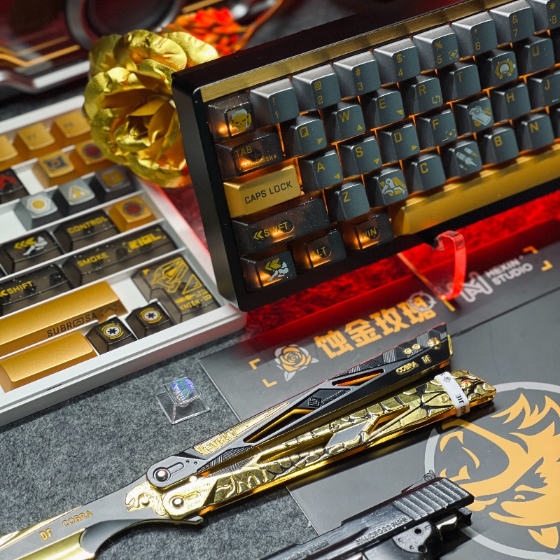 ゴールデンローズテーマキーキャップセットカスタマイズされた  - Pc Gaming Set のレビューと価格