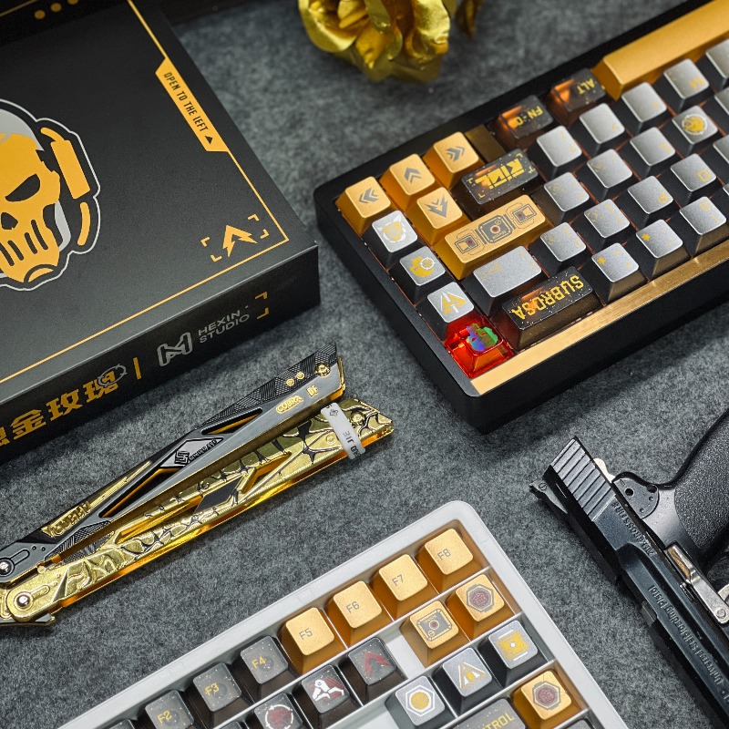 ゴールデンローズテーマキーキャップセットカスタマイズされた  - Pc Gaming Set のレビューと価格